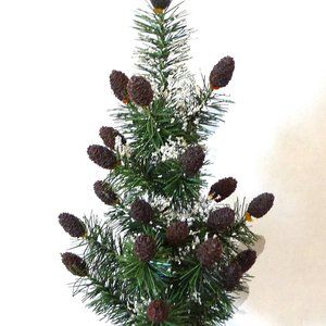 Vintage O'Well Bottle Brush Flocked Christmas Tree  Decoration 11" pine cones
